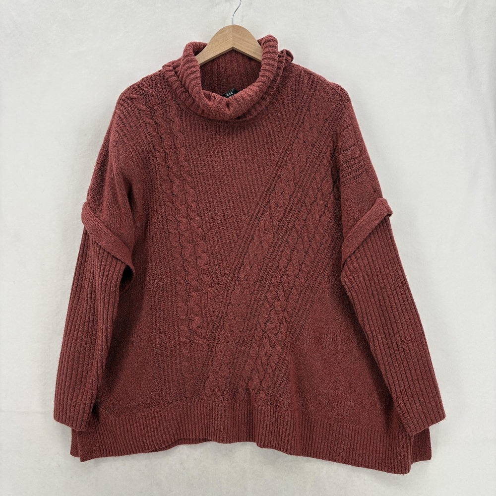 Simply Vera Vera Wang Sweater Womens XL/XXL Red Cable Knit Turtleneck Cozy NWT